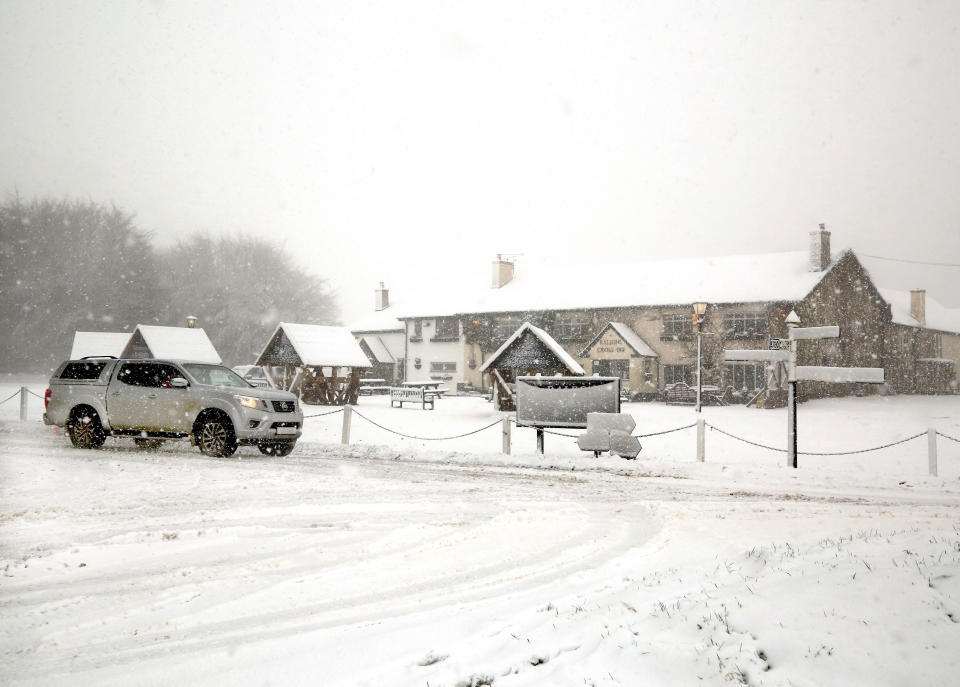 Heavy snow makes roads on Exmoor impassable on Thursday. (SWNS)