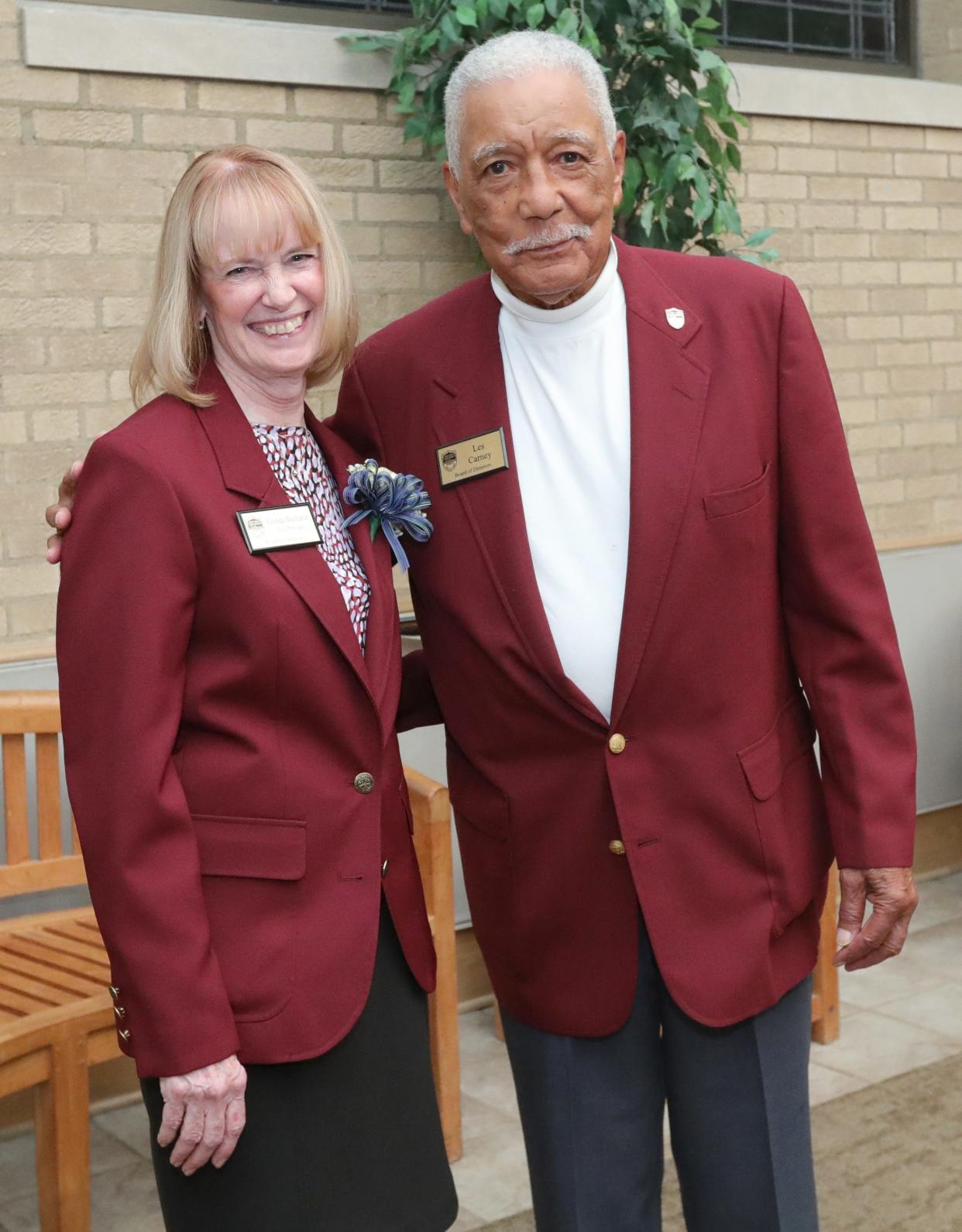 Glenda Buchanan and Les Carney at the Summit County Sports Hall of Fame banquet on Tuesday, Oct. 3, 2023, in Akron, Ohio, at Annunciation Greek Orthodox Church.