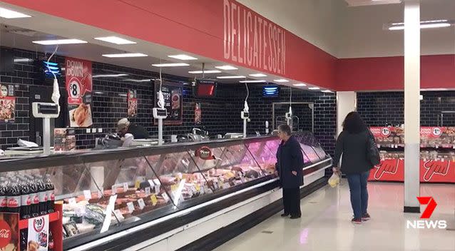 It is believed the syringe was deliberately hidden under a rail in the deli section of the Broadmeadows Coles on Monday. Picture: 7 News