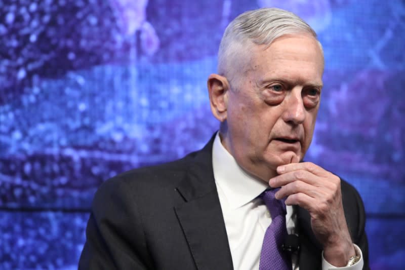 Former U.S. Secretary of Defense General Jim Mattis speaks at a Reuters Newsmaker event in New York