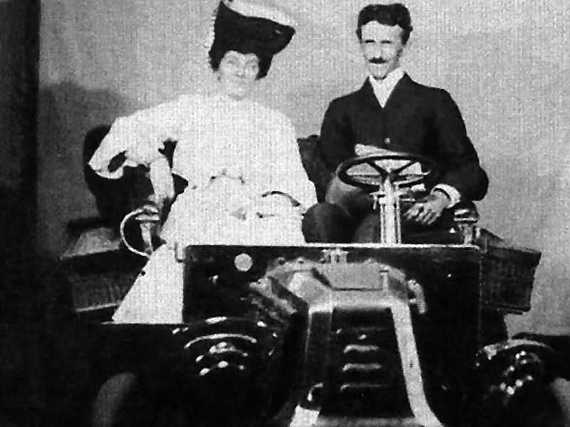 Nikola Tesla driving car