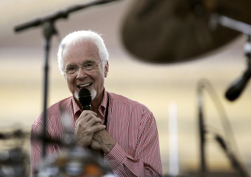 FILE - Peter Nero, leader of the Philly Pops, smiles during a sound check on a stage at the foot of the Philadelphia Museum of Art steps, Monday, July 4, 2005, in Philadelphia, as he and other artists prepare to give a free concert with Elton John to celebrate America's Independence and to raise awareness of HIV/AIDS. Nero, a Grammy-winning pianist who interpreted pop songs through classical and jazz forms and served as the Philly Pops' conductor for more than three decades, died Thursday, July 6, 2023. He was 89. (AP Poto/Carolyn Kaster, File)