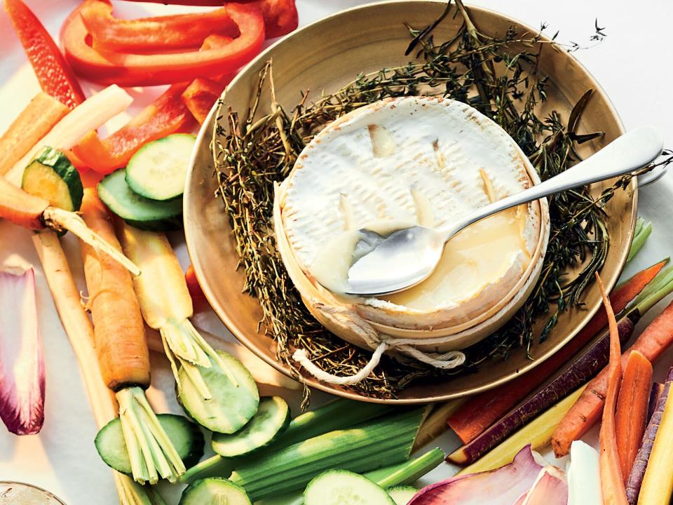 Baked Cheese with Herbs and Crudités