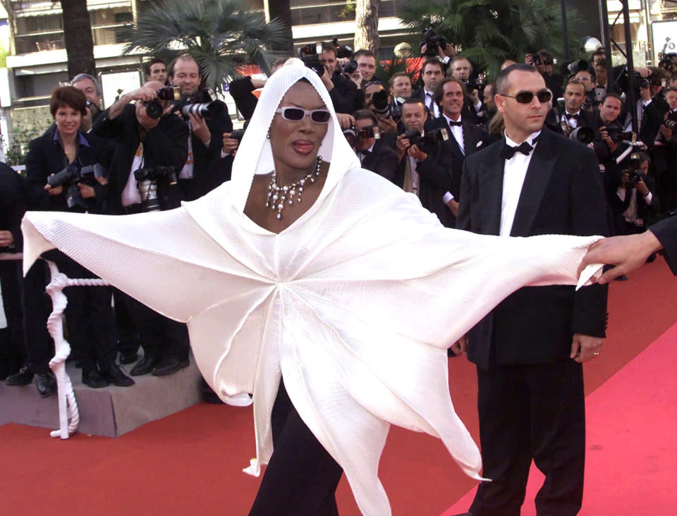 Grace Jones dons a playful starfish blouse at the screening of "Va Savoir (Who Knows)" during the Cannes Film Festival on May 16, 2001.