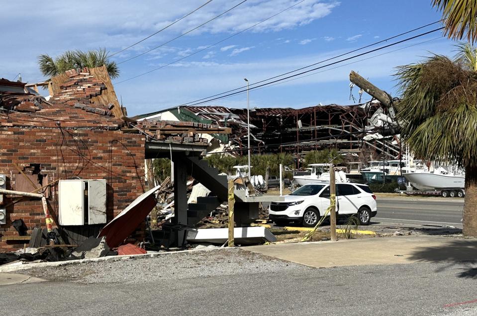 This apartment complex located on Thomas Drive across from Pirate's Cove Marina took a big hit from the storms on Jan. 9. This photo was taken on Feb. 8.