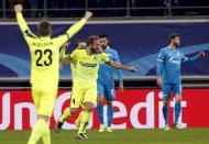 Football Soccer - KAA Gent v Zenit St. Petersburg - Champions League Group Stage - Group H - Ghelamco Arena, Ghent, Belgium - 9/12/2015 KAA Gent's Laurent Depoitre (9) celebrates after scoring against Zenit St. Peterburg. REUTERS/Francois Lenoir