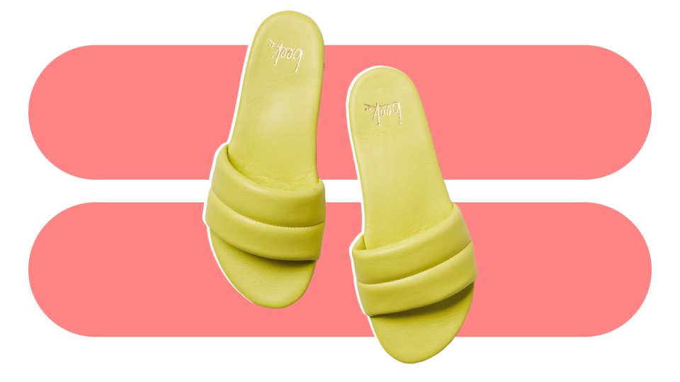 The minimalistic Sugardbird Slide Sandal is available in 11 bold summer-friendly colors.