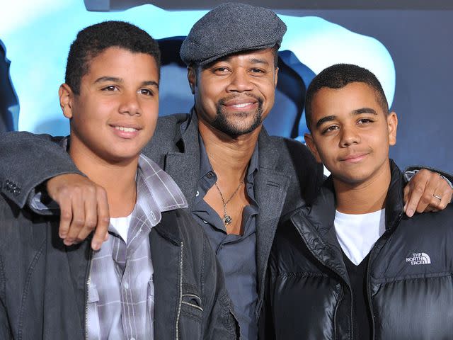 <p>Jon Kopaloff/FilmMagic</p> Cuba Gooding Jr. with sons Mason Gooding and Spencer Gooding at the Los Angeles premiere of "Avatar" on December 16, 2009.