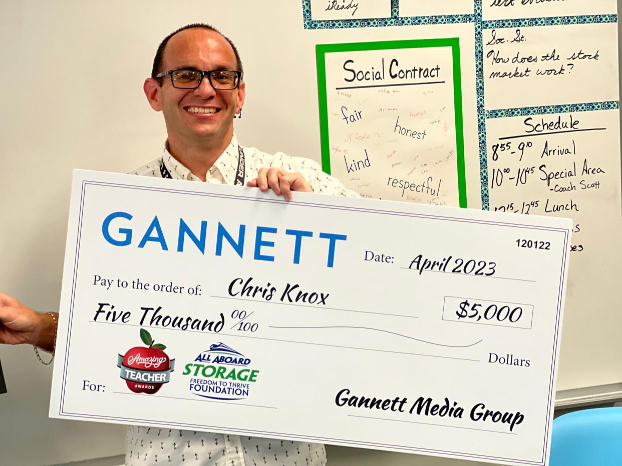 Old Kings Elementary School teacher Chris Knox wins Gannett’s Amazing Teacher Award for April.