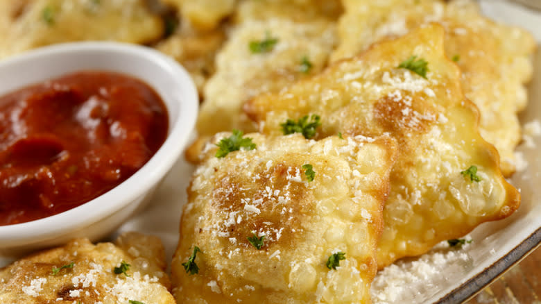 Fried ravioli with dipping sauce