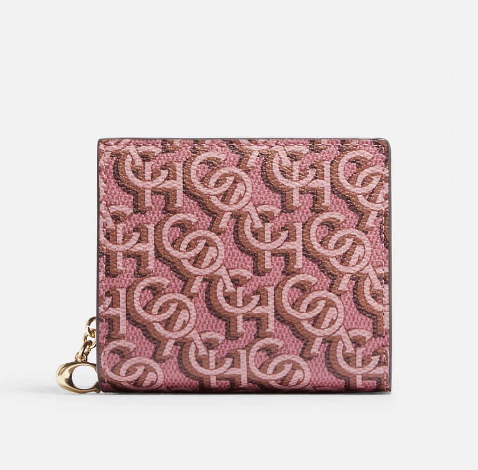 Snap Wallet with Coach Monogram Print in Gold/Rouge (Photo via Coach Outlet)