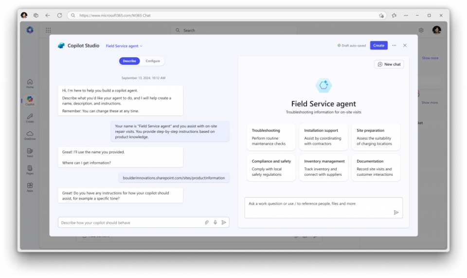 Microsoft's Copilot agent builder is designed to make it easy for operators to build their own AI-powered agents. (Image: Microsoft)