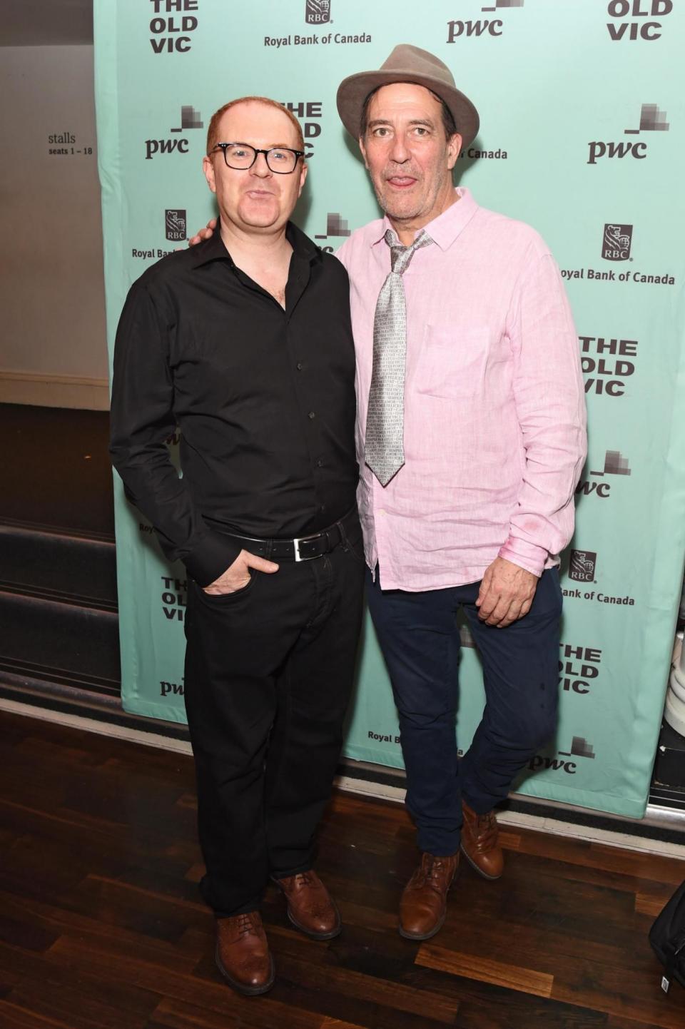 Writer and director Conor McPherson with cast member Ciarán Hinds (Dave Benett)