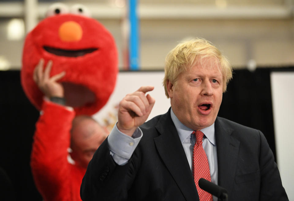 Prime Minister Boris Johnson giving his victory speech after winning the Uxbridge & Ruislip South constituency in the 2019 General Election. (Photo by Stefan Rousseau/PA Images via Getty Images)