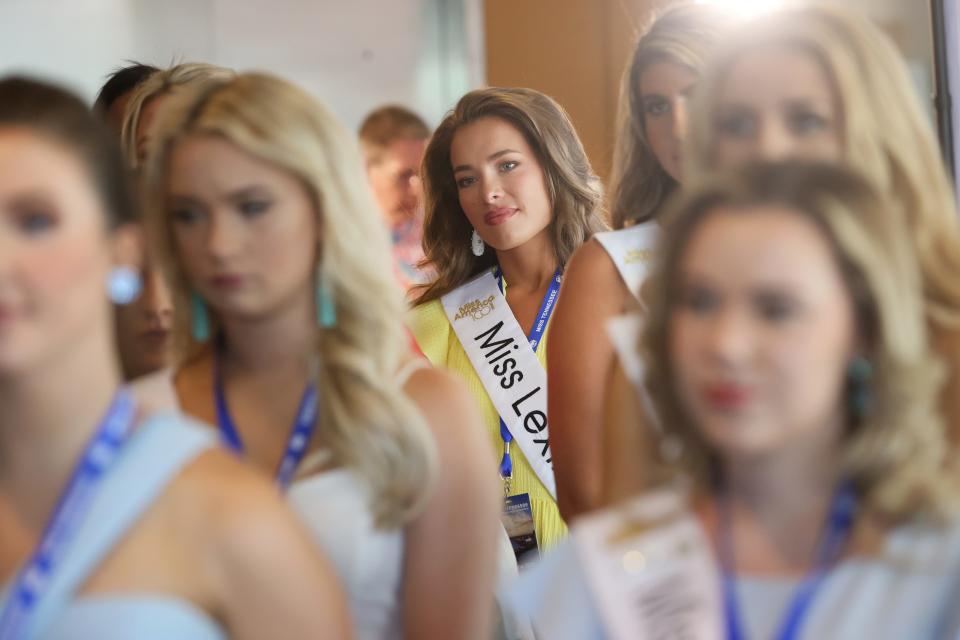 The contestants for the Miss Tennessee Scholarship Competition tour the Playhouse on the Square on Monday, June 20, 2022. 