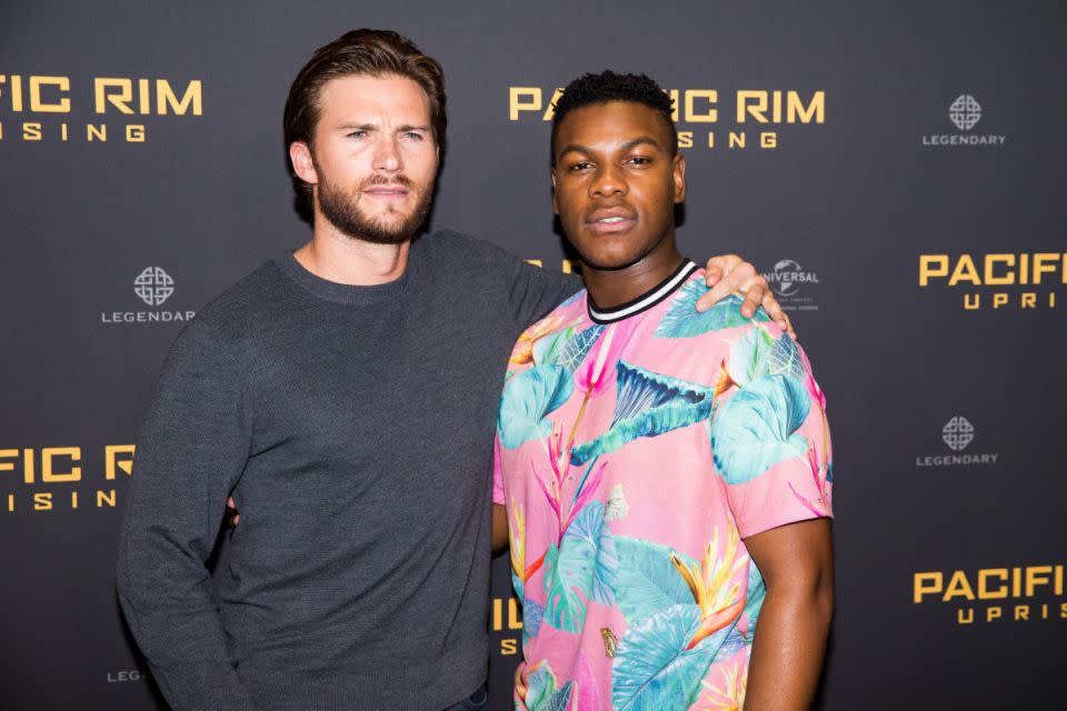 The Hollywood hunks are pictured here in Sydney to promote their new movie Pacific Rim Uprising. Source: Getty