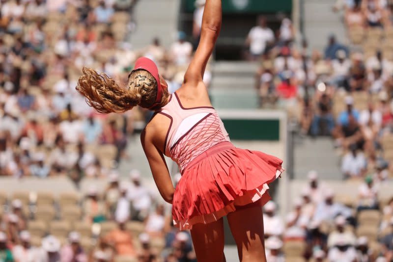 Mirra Andreeva (pictured) of Russia will face Jasmine Paolini in the 2024 French Open semifinals. File Photo by Maya Vidon-White/UPI