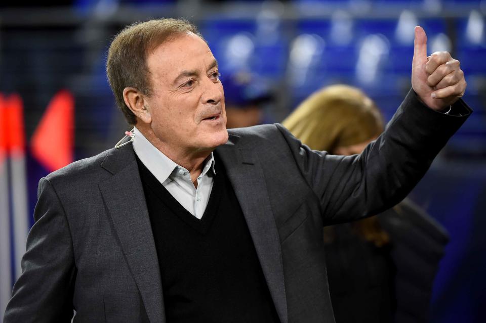 BALTIMORE, MD - NOVEMBER 03: Television broadcaster Al Michaels looks on prior to the game between the Baltimore Ravens and the New England Patriots at M&T Bank Stadium on November 3, 2019 in Baltimore, Maryland. (Photo by Will Newton/Getty Images)