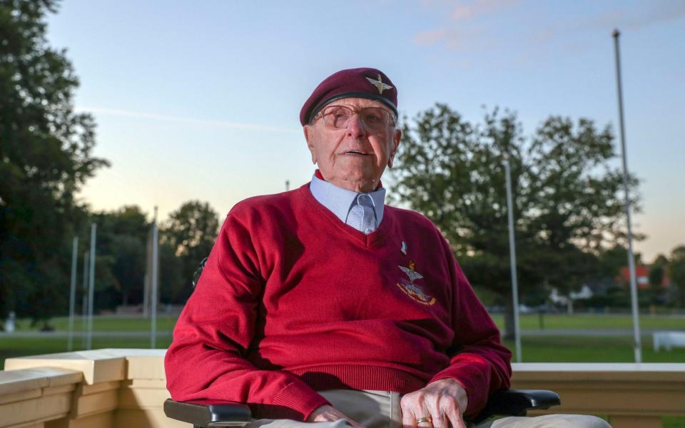 Former paratrooper Sandy Cortmann, from Aberdeen, makes an emotional return to Arnhem - PA