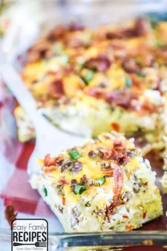 <p>All the breakfast favorites in one hardy dish.</p><p><strong>Get the recipe: </strong><a href="https://easyfamilyrecipes.com/breakfast-casserole-with-sausage-and-hashbrowns/?fbclid=IwAR2XGKtGcd3w1PyR_aL4WvnoqXyzBMWjfCJ31gwqOAb0GsS7euAv-Yilx28" rel="nofollow noopener" target="_blank" data-ylk="slk:Breakfast Casserole with Sausage and Hashbrowns;elm:context_link;itc:0;sec:content-canvas" class="link rapid-noclick-resp"><strong>Breakfast Casserole with Sausage and Hashbrowns</strong></a></p>