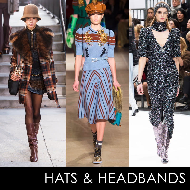 <p>What's old is new again, with headbands, bucket hats and newsboy caps popping up everywhere.</p> <h4>Marc Jacobs, Miu Miu, Chanel. Photos: ImaxTree.</h4> <p> <strong>Related Articles</strong> <ul> <li><a rel="nofollow noopener" href="http://thezoereport.com/fashion/style-tips/box-of-style-ways-to-wear-cape-trend/?utm_source=yahoo&utm_medium=syndication" target="_blank" data-ylk="slk:The Key Styling Piece Your Wardrobe Needs;elm:context_link;itc:0;sec:content-canvas" class="link ">The Key Styling Piece Your Wardrobe Needs</a></li><li><a rel="nofollow noopener" href="http://thezoereport.com/beauty/hair/ouai-jen-atkin-new-product/?utm_source=yahoo&utm_medium=syndication" target="_blank" data-ylk="slk:Ouai Is Launching A New Product—You Never Saw This Coming;elm:context_link;itc:0;sec:content-canvas" class="link ">Ouai Is Launching A New Product—You Never Saw This Coming</a></li><li><a rel="nofollow noopener" href="http://thezoereport.com/beauty/makeup/pinterest-makeup-elf-studio-baked-highlighter/?utm_source=yahoo&utm_medium=syndication" target="_blank" data-ylk="slk:The Most Popular Highlighter On Pinterest Is Only $4;elm:context_link;itc:0;sec:content-canvas" class="link ">The Most Popular Highlighter On Pinterest Is Only $4</a></li> </ul> </p>