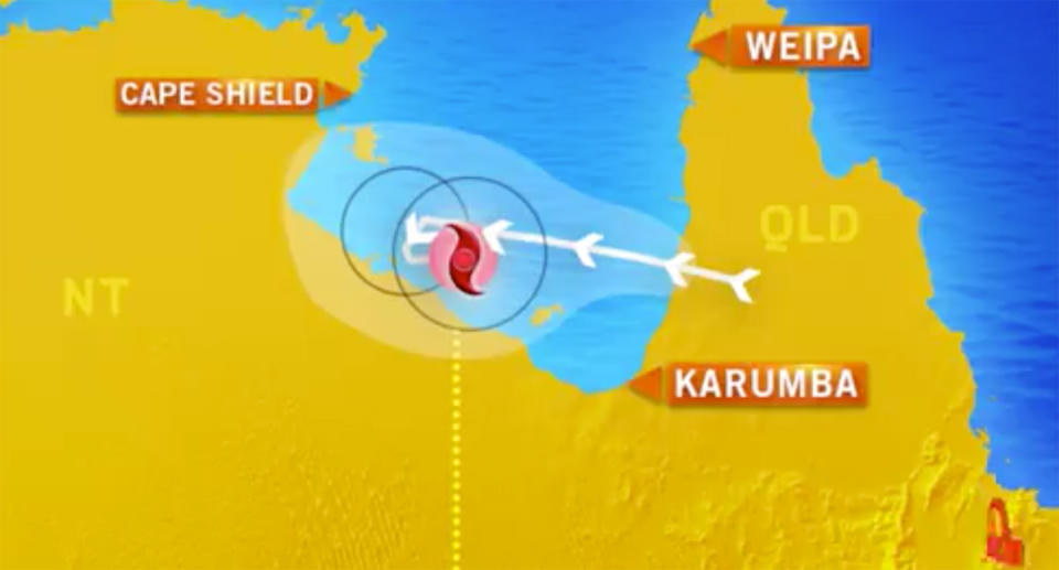 Sitting over warm waters at the moment, ex-cyclone Owen could is expected to reach category three strength by Wednesday. Image: 7 News