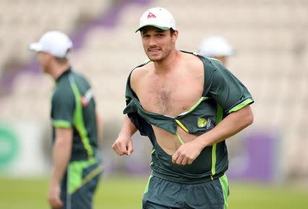 Cricket - Australia Nets - Ageas Bowl - 2/9/15 Australia's Nathan Coulter-Nile wears a ripped shirt during a training session during a training session Action Images via Reuters / Philip Brown Livepic