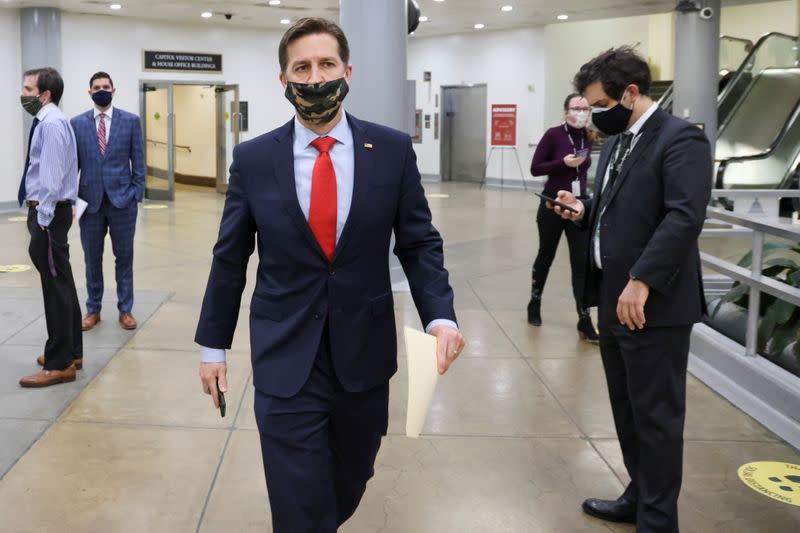 U.S. Senator Ben Sasse (R-NE), walks in the subway system of the U.S. Capitol, in Washington