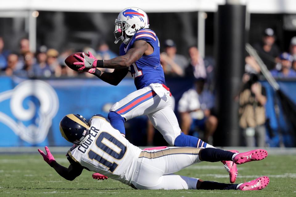 Nickell Robey-Coleman picked off this pass in Los Angeles in 2016 and returned it for a Bills touchdown.