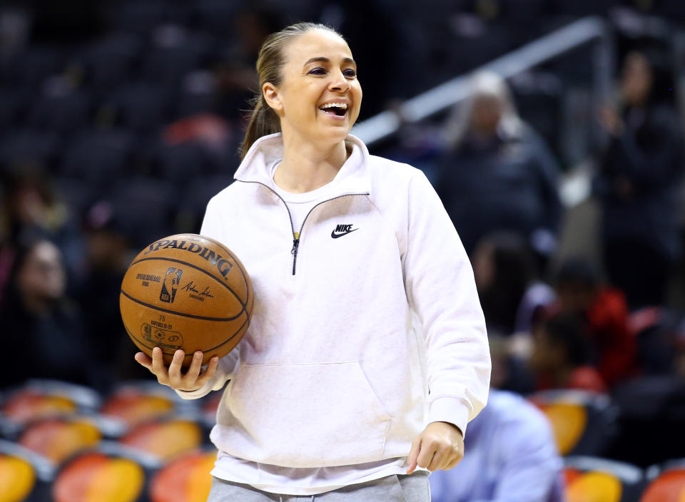 San Antonio Spurs assistant Becky Hammon is reportedly a finalist for the Portland Trail Blazers' head coaching job.  (Vaughn Ridley/Getty Images)