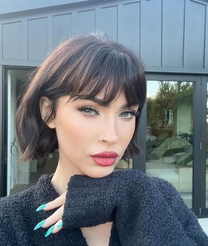 <p>Megan Fox/Instagram</p> Fox unveiled her return to brunette hair in a new photos posted on Instagram