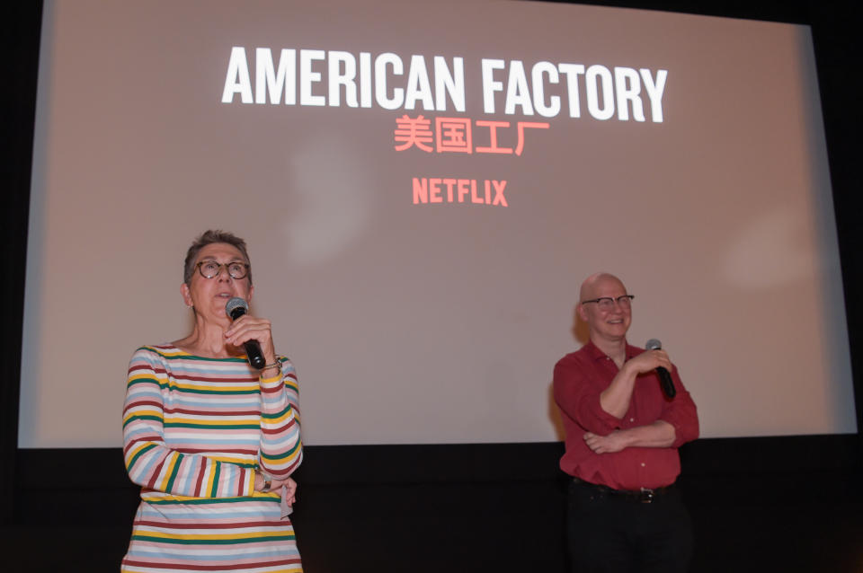 LONDON, ENGLAND - SEPTEMBER 19: Julia Reichert and Steven Bognar introduce the 'American Factory' screening hosted by NETFLIX on September 19, 2019 in London, England. (Photo by David M. Benett/Dave Benett/Getty Images for NETFLIX)