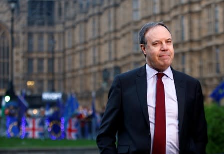Deputy leader of the Democratic Unionist Party Nigel Dodds is seen outside the Houses of Parliament in London