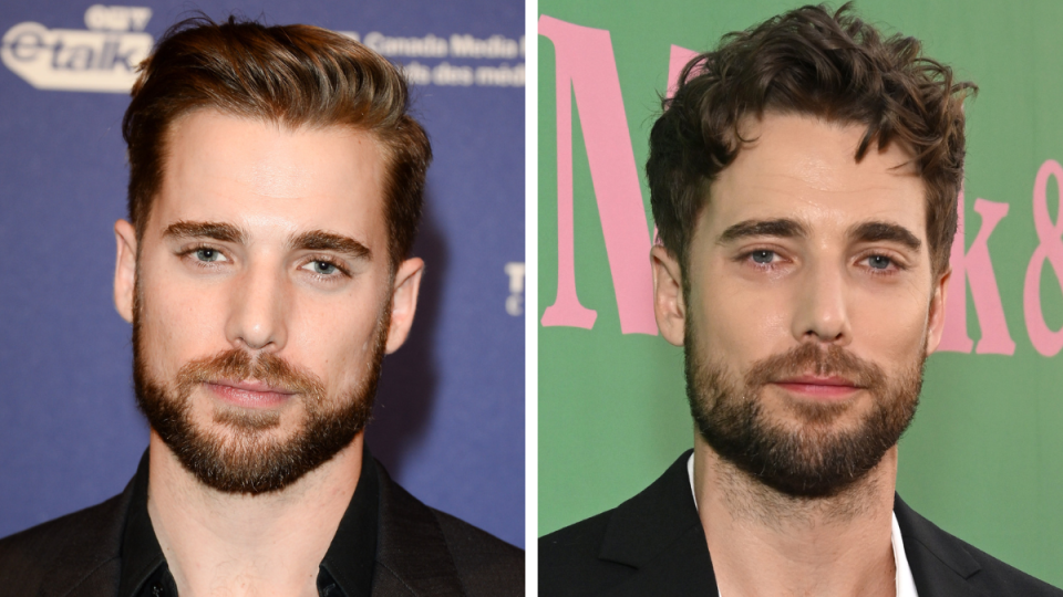 Dustin Milligan in 2015 and 2022 schitt's creek cast