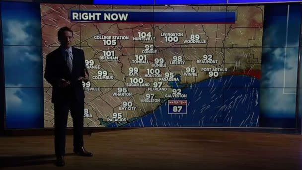 PHOTO: KTRK Chief Meteorologist Travis Herzog shared a video of the lights going out while talking about blackouts in Houston, July 13, 2022. (KTRK )