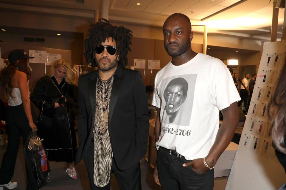 Abloh with Lenny Kravitz, who paid tribute.