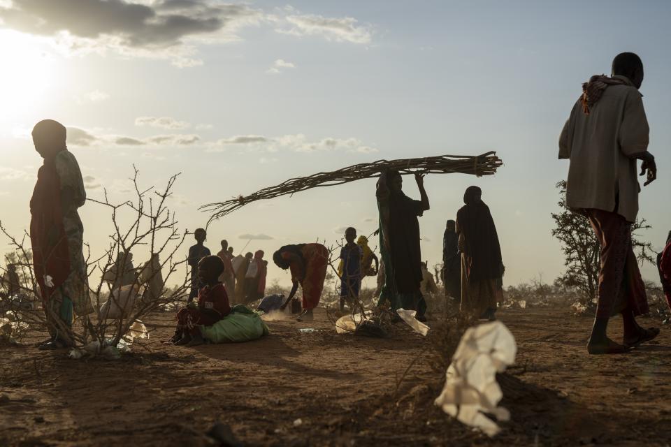 FILE - Somalis, who have been displaced due to drought, settle at a camp on the outskirts of Dollow, Somalia, Sept. 19, 2022. The world is falling well short of the progress needed to meet the United Nations’ sustainable development goals by 2030 in areas ranging from poverty to clean energy to biodiversity, according to a report Tuesday, June 20, 2023, from the nonprofit tracking the goals. (AP Photo/Jerome Delay, File)