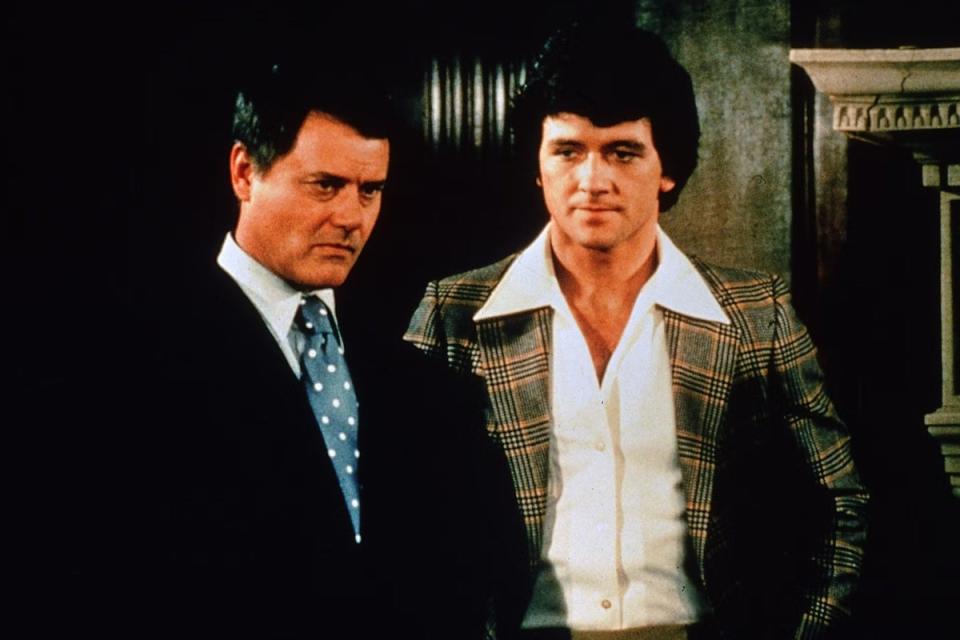 Larry Hagman (left) and Patrick Duffy (right) as brothers J.R. and Bobby Ewing in Dallas (Handout)