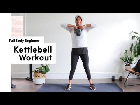 <p><strong>Targe</strong><strong>ts: Full body </strong><br></p><p>The FitNest, a.k.a trainer Zehra, has a speedy kettlebell workout that's perfect for those who are fairly new to kettlebell or <a href="https://www.womenshealthmag.com/uk/fitness/strength-training/a706202/strength-training-for-beginners/" rel="nofollow noopener" target="_blank" data-ylk="slk:strength training;elm:context_link;itc:0;sec:content-canvas" class="link ">strength training</a>. Coaching you through basic movements like swings, pulls and squats, this is a great, simple, easy to follow workout to gain confidence and strength. </p><p><a href="https://www.youtube.com/watch?v=-Rm7cNOsW90&ab_channel=TheFitNest" rel="nofollow noopener" target="_blank" data-ylk="slk:See the original post on Youtube;elm:context_link;itc:0;sec:content-canvas" class="link ">See the original post on Youtube</a></p>