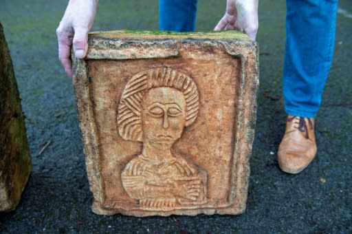 One of the two limestone Visigoth reliefs recovered by a Dutch art detective