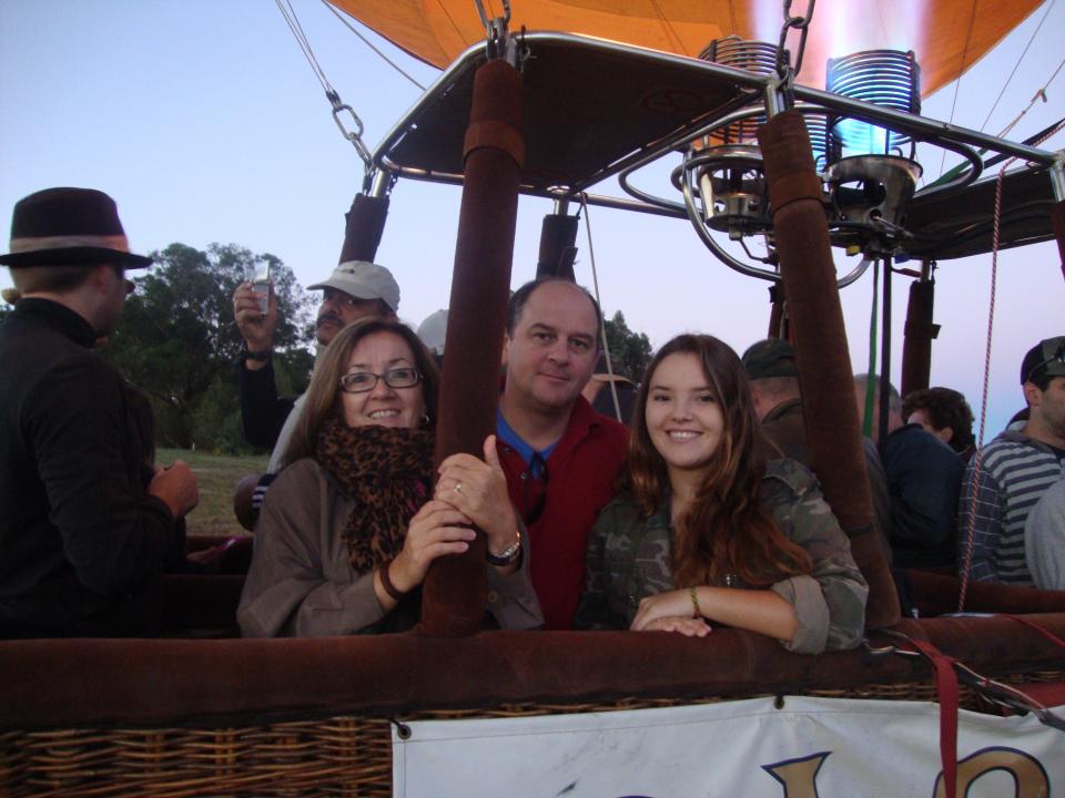Parents and teenage daughter on a hot air balloon in Australia
