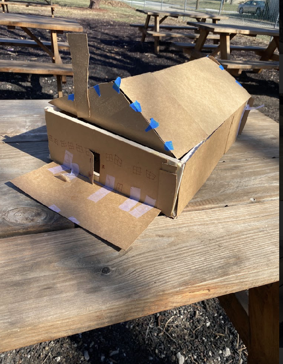 A cardboard design from Limestone Community School students in Lawrence, Kan., offers a three-dimensional look at the houses they're aiming to have built in the city.