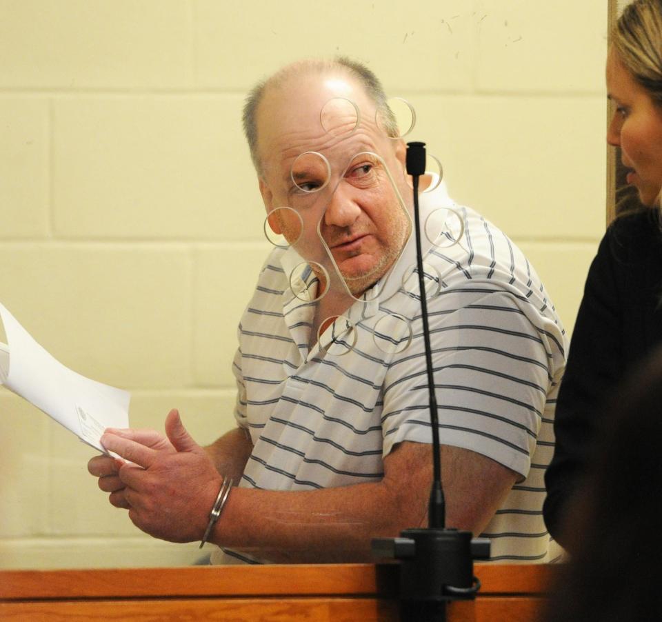 Mark Sargent, then 49, of Fall River, was arraigned in Brockton District Court on Thursday, Oct. 5, 2017, charged with burning down a building at 175 East Ashland St. in Brockton the previous morning. (Marc Vasconcellos file photo/The Enterprise)