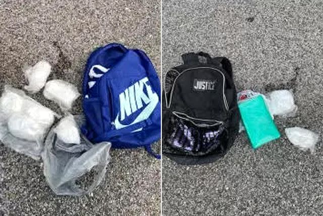 <p>Mobile County Sheriff's Office</p> Investigators allegedly recovered these two cocaine-stuffed backpacks from the Mobile, Ala. home, including (L) one carried by a 3-year-old.