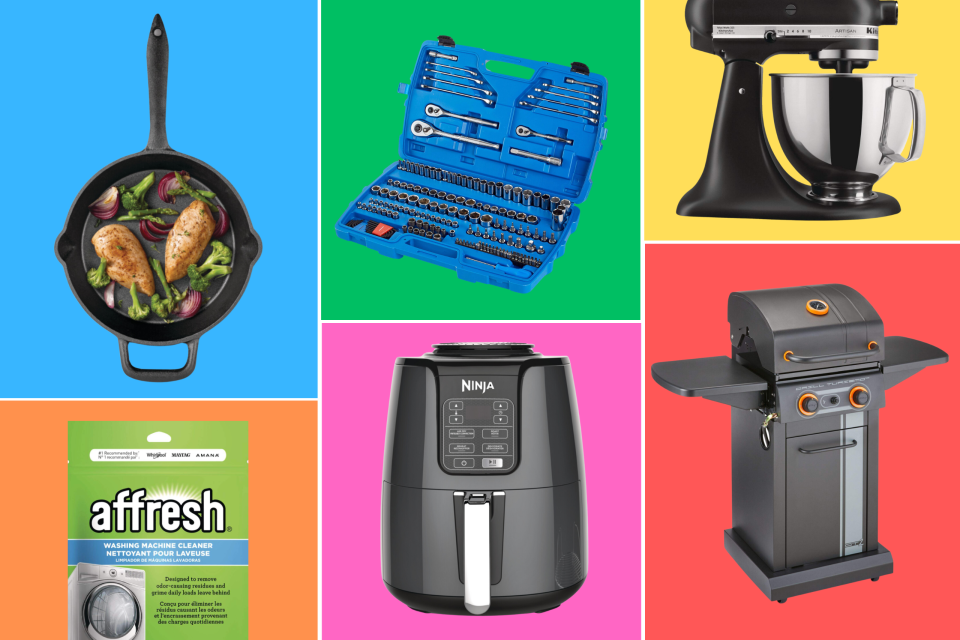 canadian tire cast iron pan, laundry cleaning tablets, ninja air fryer, master craft drill set, kitchenaid mixer, bbq, Gear up for the seasons ahead with Canadian Tire's spring sale (photos via Canadian Tire).