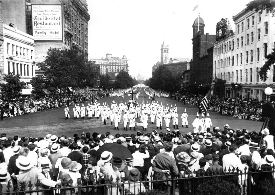 The Ku Klux Klan marches down Pennsylvania Ave. in Washington D.C. in 1925.