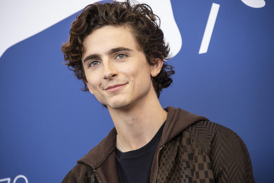 Timothee Chalamet poses for photographers at the photo call for the film 'Dune' during the 78th edition of the Venice Film Festival in Venice, Italy, Friday, Sep, 3, 2021. (Photo by Joel C Ryan/Invision/AP)