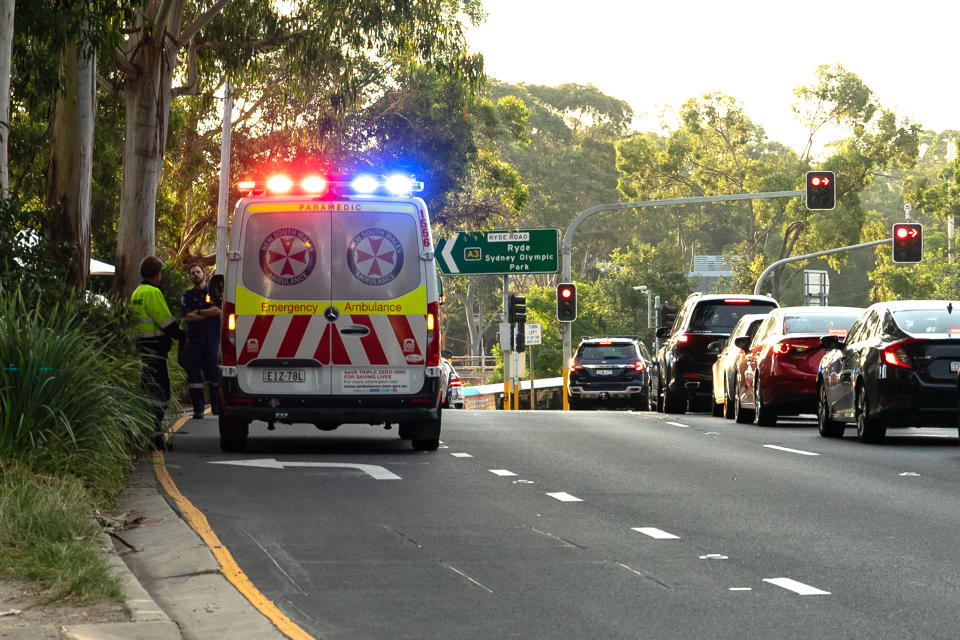 Ambulance with flashing lights. Source: Getty Images