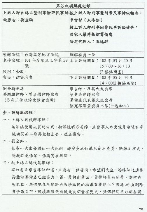 蔡寬裕原本是《白色跫音》該書的審查委員；訴訟開始時是該場官司的被告；經陳達成的神邏輯後，又搖身一變成為法庭證人；最後高院二審時又主動請纓成為李吉村的訴訟代理人！   圖片來源：監察院提供/張文隆翻攝