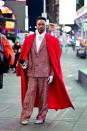 <p>The actor celebrated New Year's Eve in a Botter suit, a Ludovic de Saint Sernin coat, Giuseppe Zanotti shoes, Portolano gloves and a Lorraine Schwartz brooch. </p>